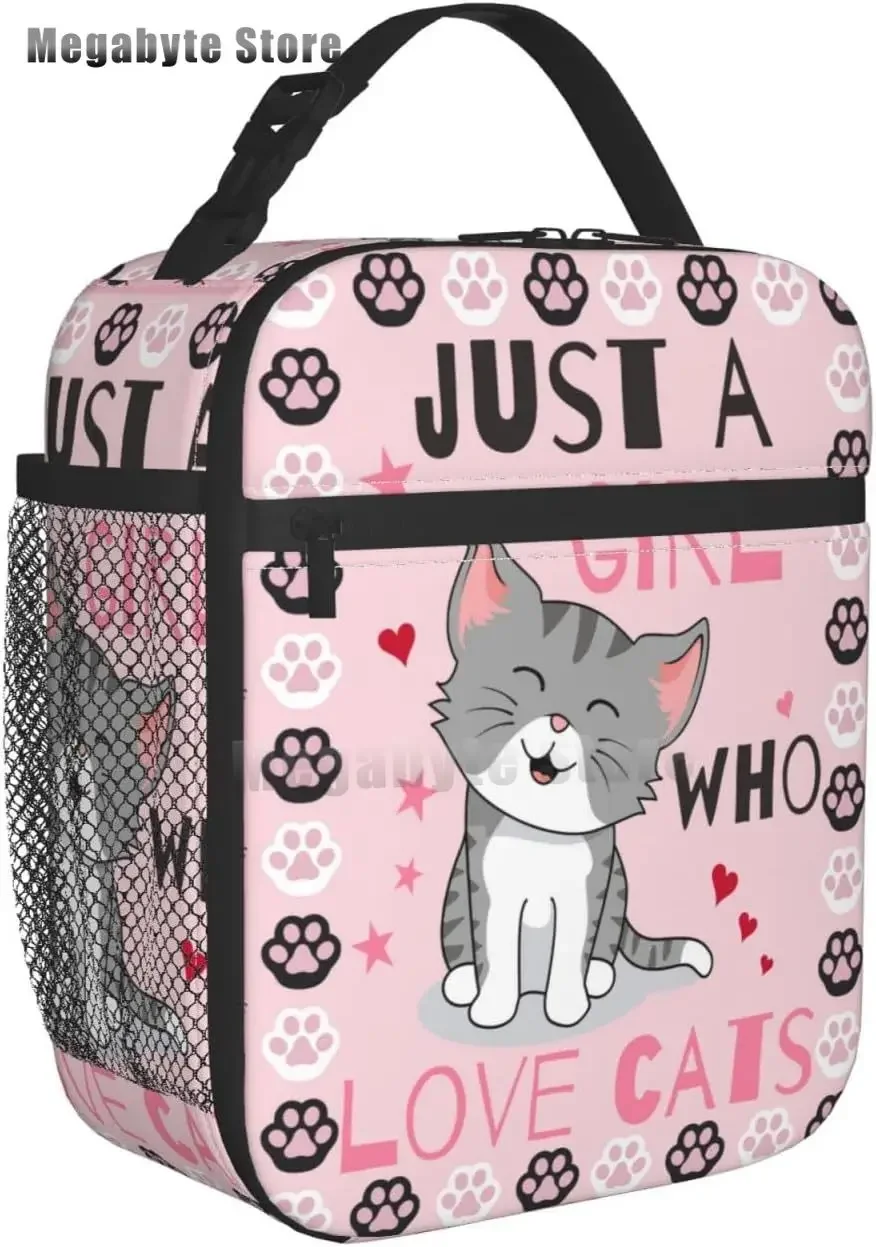 

Black Cat Lunch Box Funny Cat Lunch Bag Kids Teen Girls Women Adult Cooler Insulated Floral Lunch Bag for School Work Travel