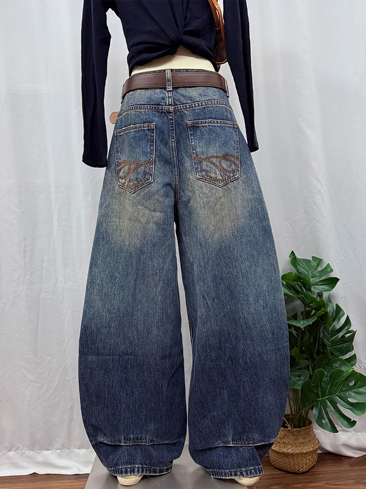 

Женские джинсы Thiened Fce с высокой талией, свободные узкие широкие брюки, длинные брюки в стиле ретро, Гонконг, зимняя мода