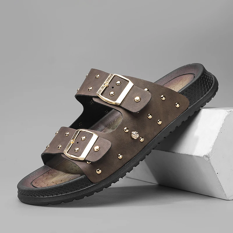 Men's fashion slippers summer Quick dry pool soft-sole anti-slip breathable light outdoor walking casual slippers beach sandals
