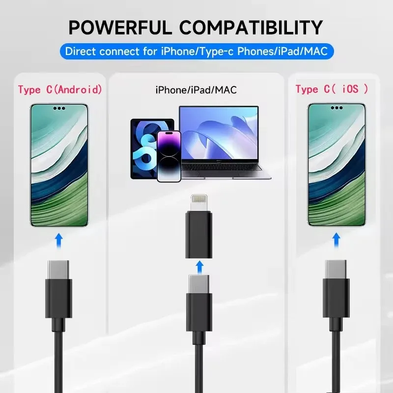 Caméra endoscopique 8MM 2 en 1, Mini caméra d'inspection IOS type-c pour Endoscope de Pipeline IOS Android avec 8 LED