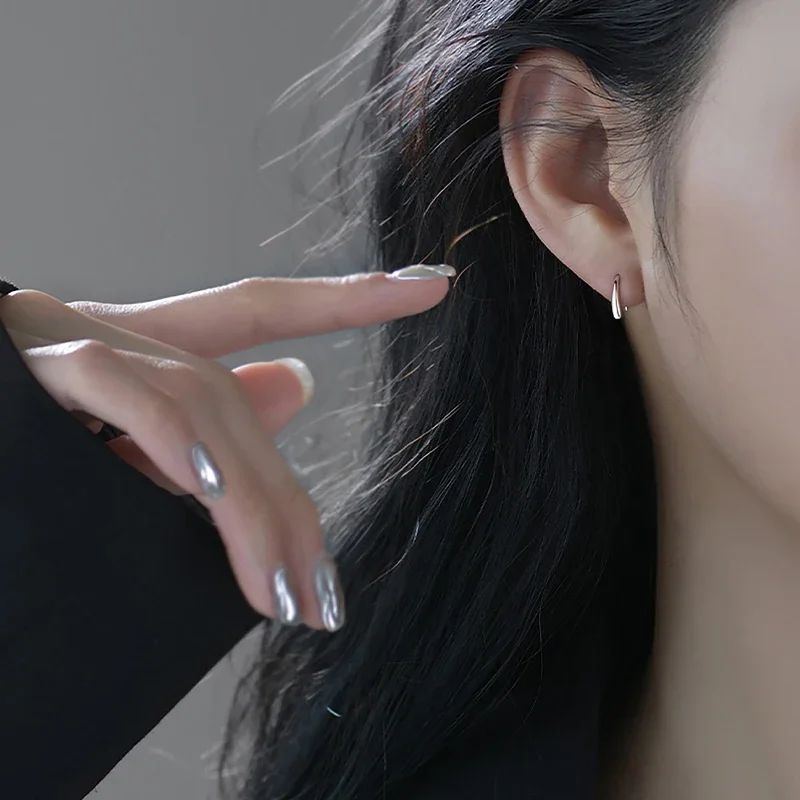 999 sterling silver stud earrings for women's cold wind advanced feeling water drop earrings