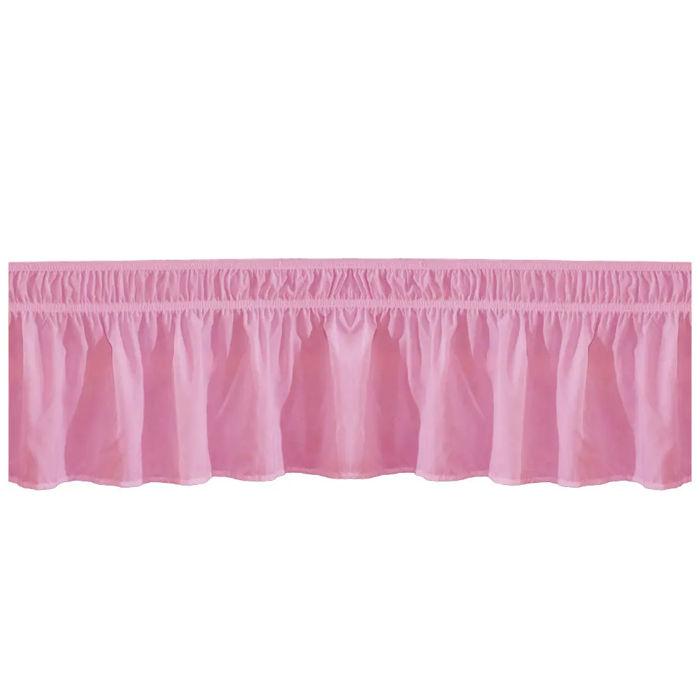 Solid Color Elastic Ruffled Bedding Waterproof Dustproof Full Coverage Bed Sheet For Master Bedroom Pink