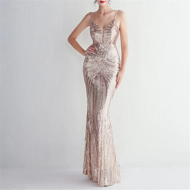 Exclusive Women Evening Dress wedding  Long Formal Party Elegant Sequin dresses