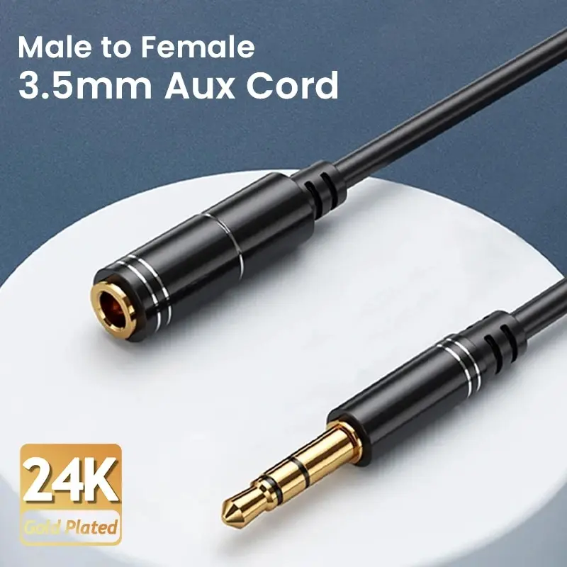 NIERBO 3.5mm Extension Cable Headphone Extension Cable Gold Plated Aux Cable Audio Stereo Jack Male to Female TRS Cord 1m 5m