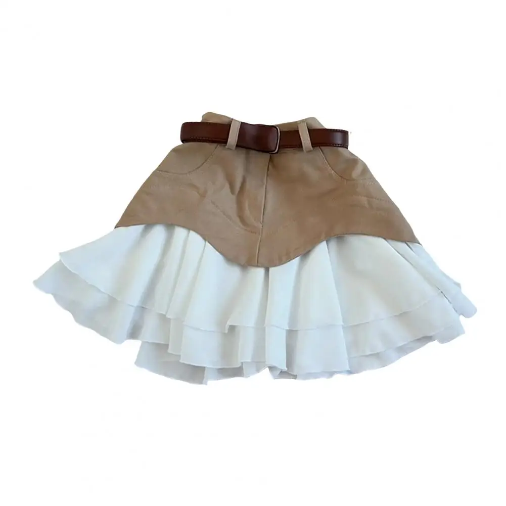 

Women Skirt Stylish Women's High Waist Ruffle Hem Mini Skirt with Pockets A-line Style Work Leisure Skirt for Summer Fashion