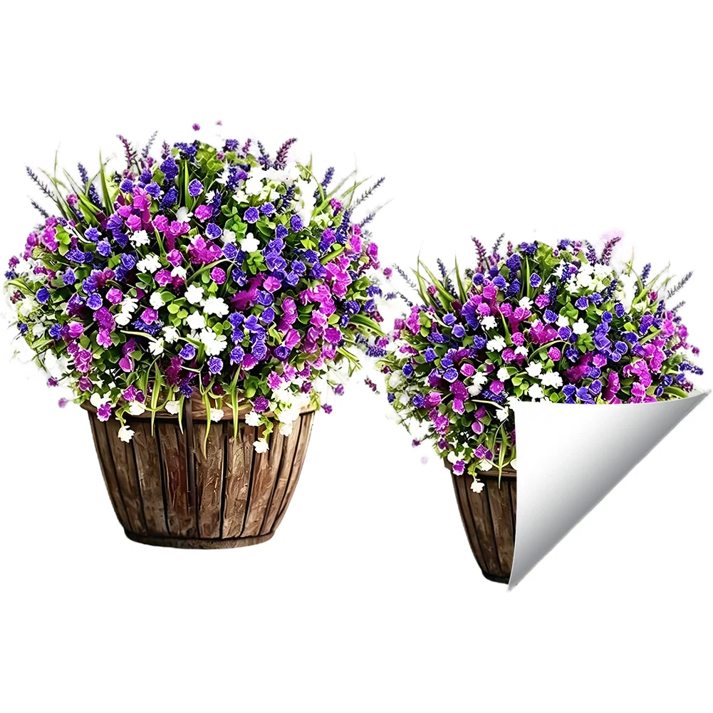 Lavender Bouquet PVC for static Cling Sticker for Windows and Glass Doors Compatible with Clean Smooth Non-Porous Materials