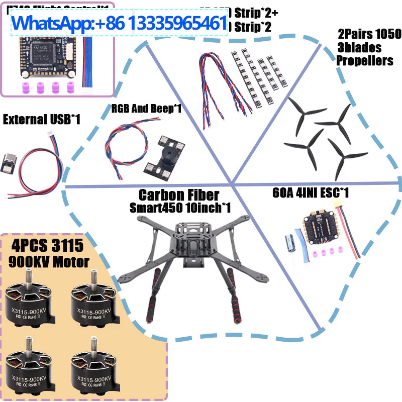 Bo Cube Plane 450 Crossover 10 inch FPV drone Carbon Fiber Quadcopter H743 Package A