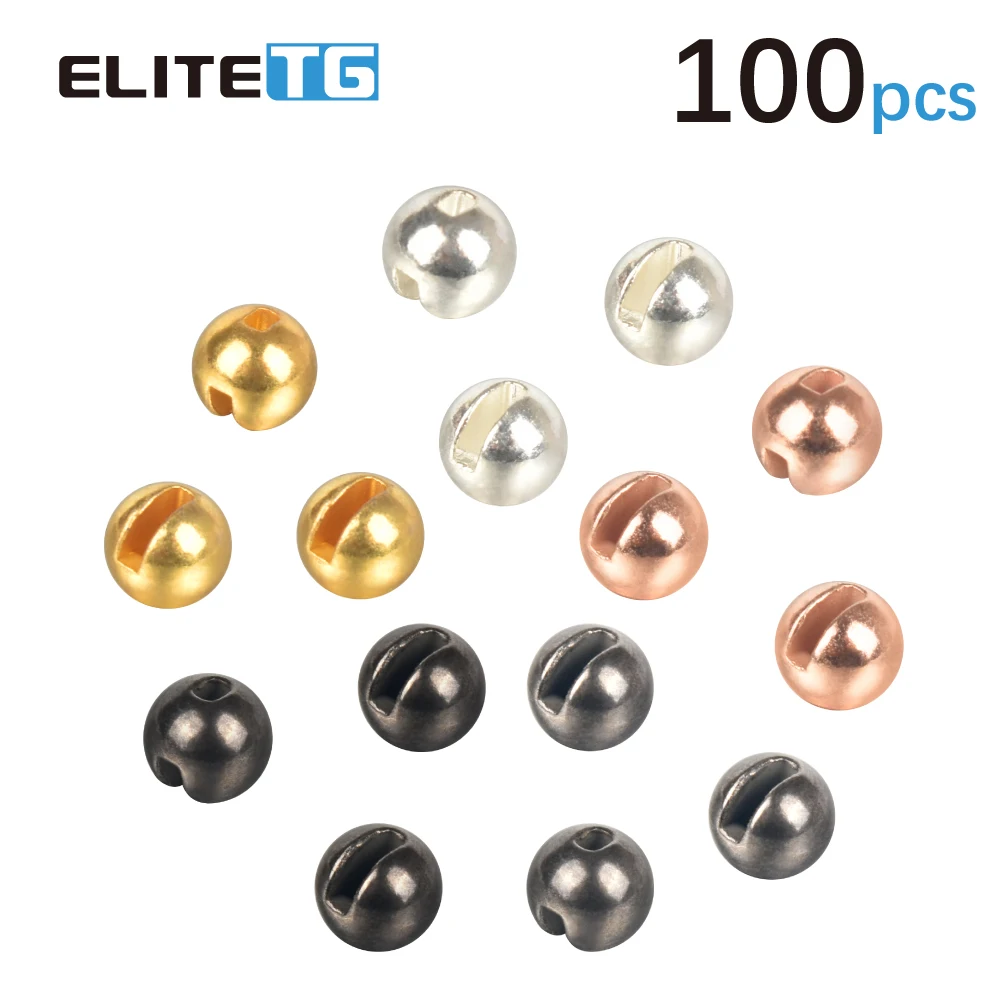 Elite-Cuentas ranuradas de tungsteno para pesca con mosca, Material de atado de moscas, Material de aleación de tungsteno, 100 piezas/5 colores,