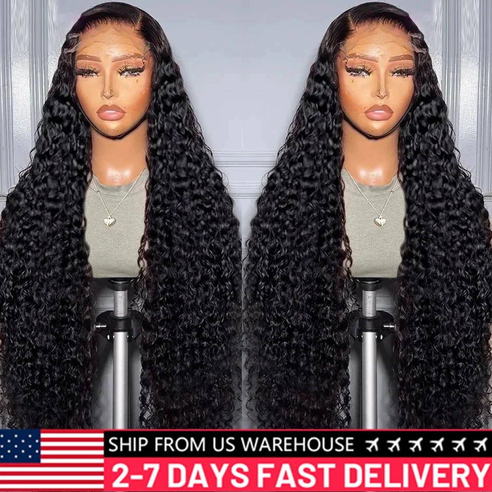 Deep Wave 13x4 13x6 Lace Frontal Wig Brazilian Curly Human Hair Wigs For Women Lace Front Human Hair Wig PrePlucked Bling Hair