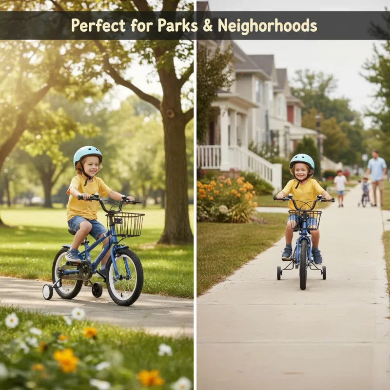 دراجات الأطفال للأولاد والبنات من سن 3 إلى 10 سنوات باللون الأزرق، مناسبة لـ 16-20 بوصة، خفيفة الوزن وآمنة. #2