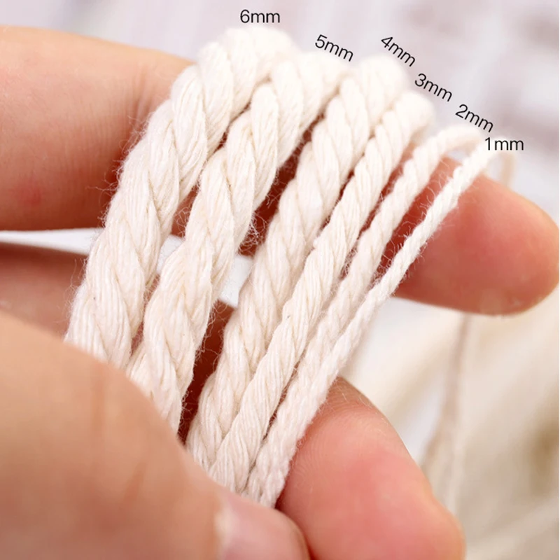 Beige Cotton Cords Durable Natural White Twisted Rope DIY Craft Macrame String for Handmade Wedding Home Decoration Sewing Cord