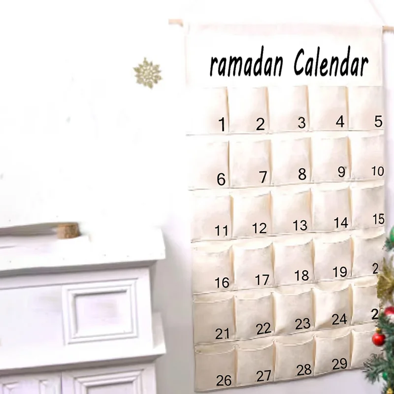 

Ramadan Mubarak Countdown Advent Calendar banner bags Muslim Islamic Kareem eid Wall home door decoration sign family kid gift