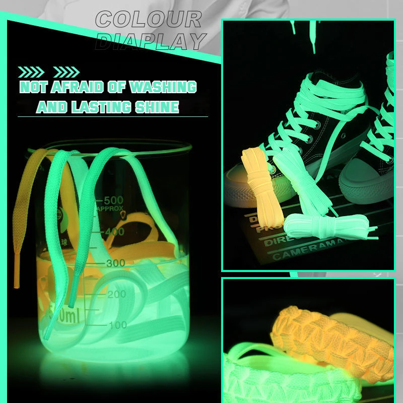 1 Pair Luminous Shoelaces Flat Sneakers Shoelaces for Men Women Basketball Shoes Fluorescent Luminescent Colorful Children Laces