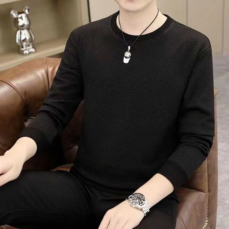 Fashion O-Neck Casual Solid Color Sweatshirts Mens Clothing 2023 Autumn Winter Loose Korean Pullovers Tops All-match Sweatshirts