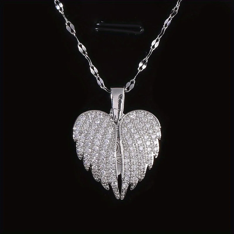 [برونزية] قلادة على شكل حرف "I Love You" الأوروبية والأمريكية قابلة للسحب على شكل جناح الملاك هدية للذكرى السنوية