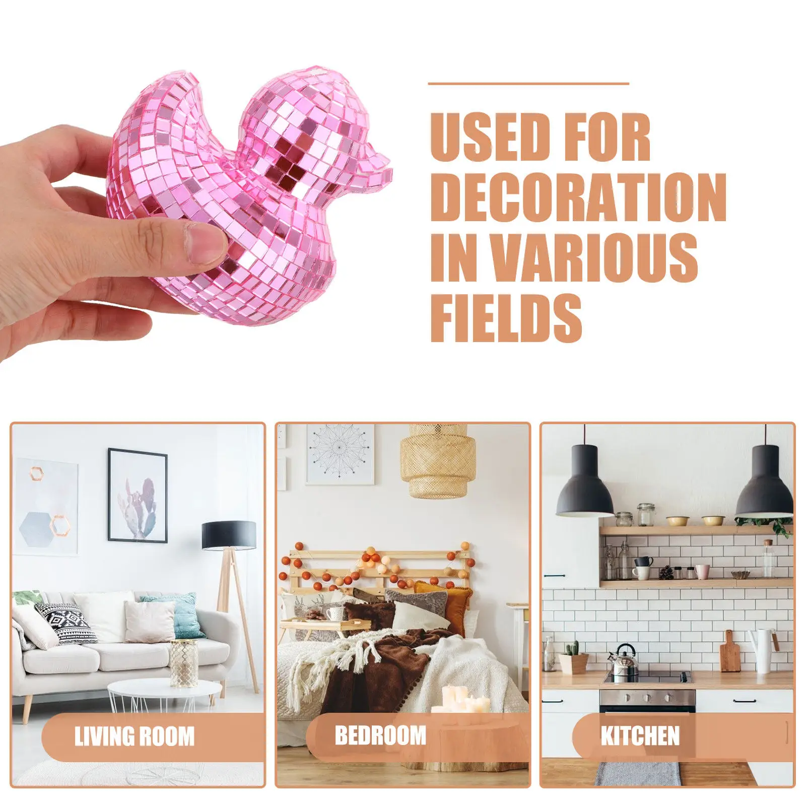 Duck Shaped Disco Ball Glass Ornament Mirror Finish Eye Catching Home Decor Centerpiece Festive Party Table Shelf Desktop
