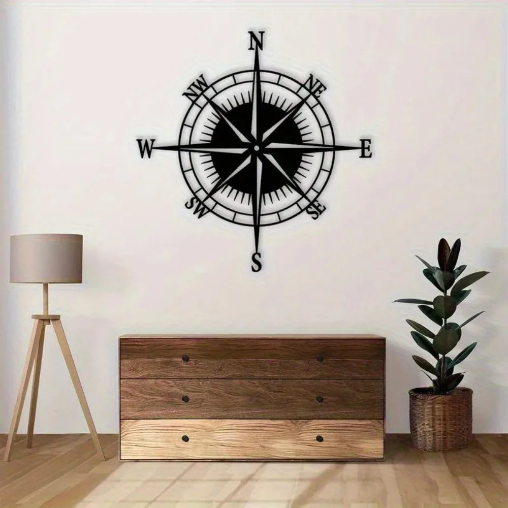 CIFBUY Metal Wall Art Vintage Nautical Navigation Map Waterproof Decor For Living Room Office Home Hanging Ornament Gift