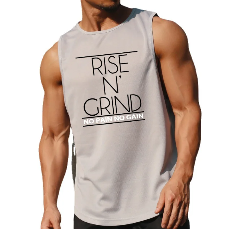Men Summer Vests Breathable Polyester Athletic Tank Top Lightweight Loose weightlifting Sportswear For Jogging Fitness Gym Train