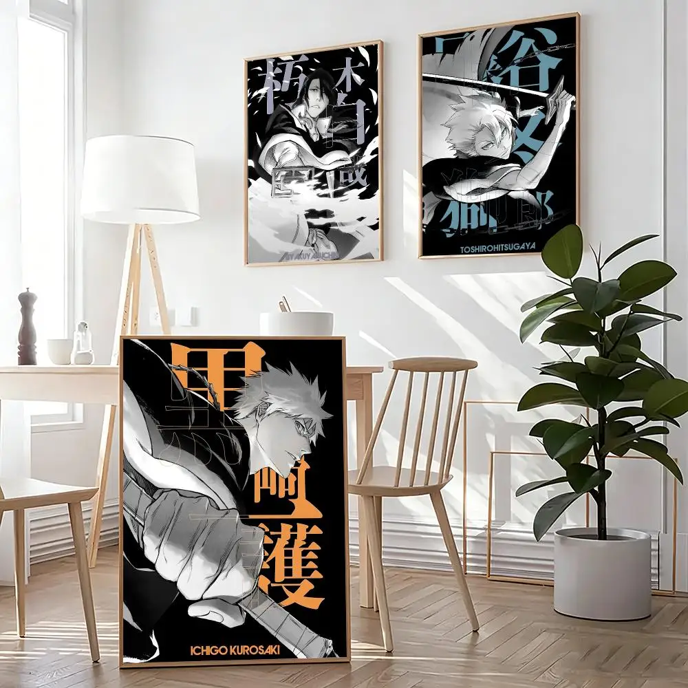 Póster HD de Lienzo con Caligrafía y Pintura de Anime B-bleach, Impresión de Arte de Pared Resistente al Desvanecimiento y al Agua para Decoración del Hogar