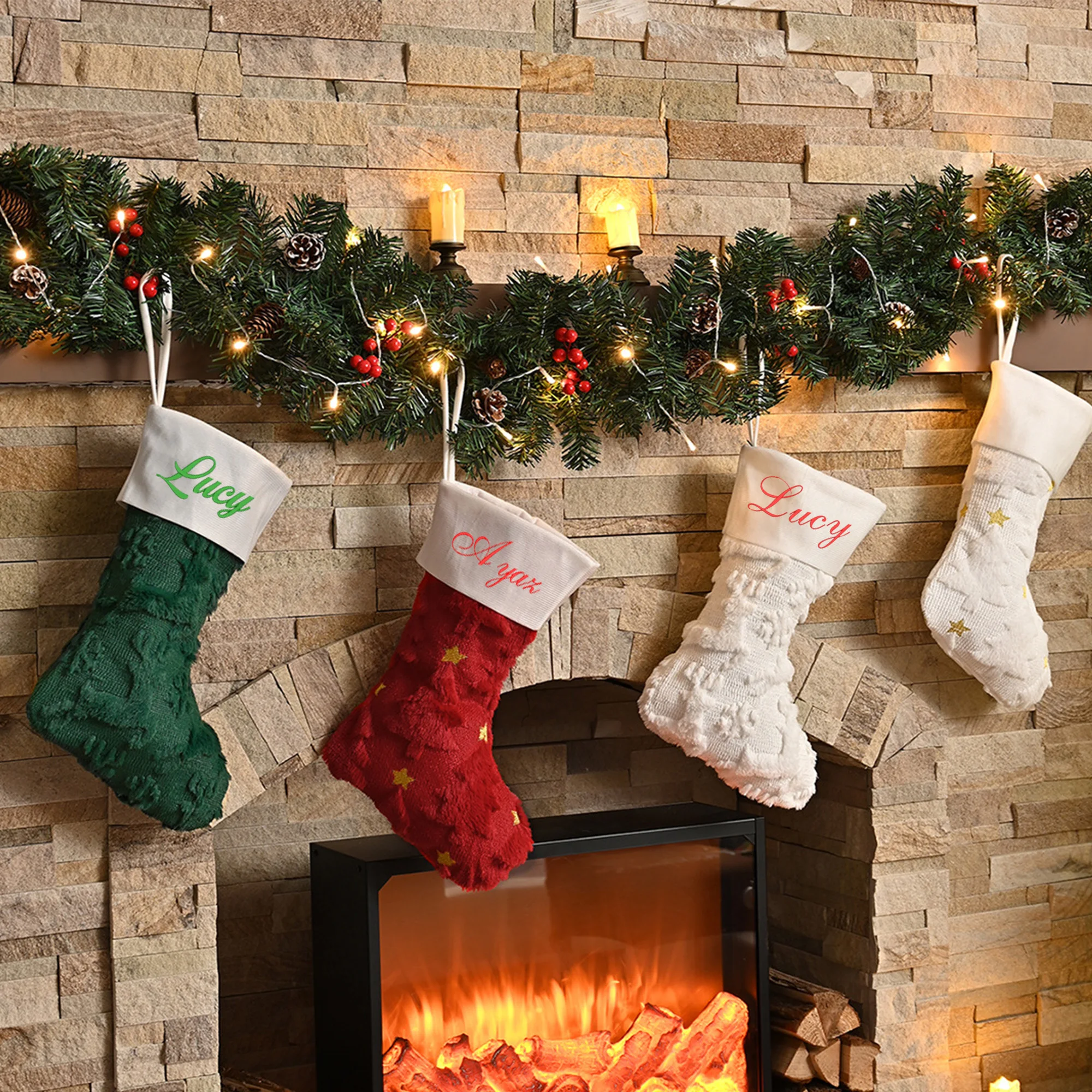 

Christmas Stockings Embroidered Name Christmas Stockings Happy New Year Merry Christmas Socks Tree Hangings Decoration Socks