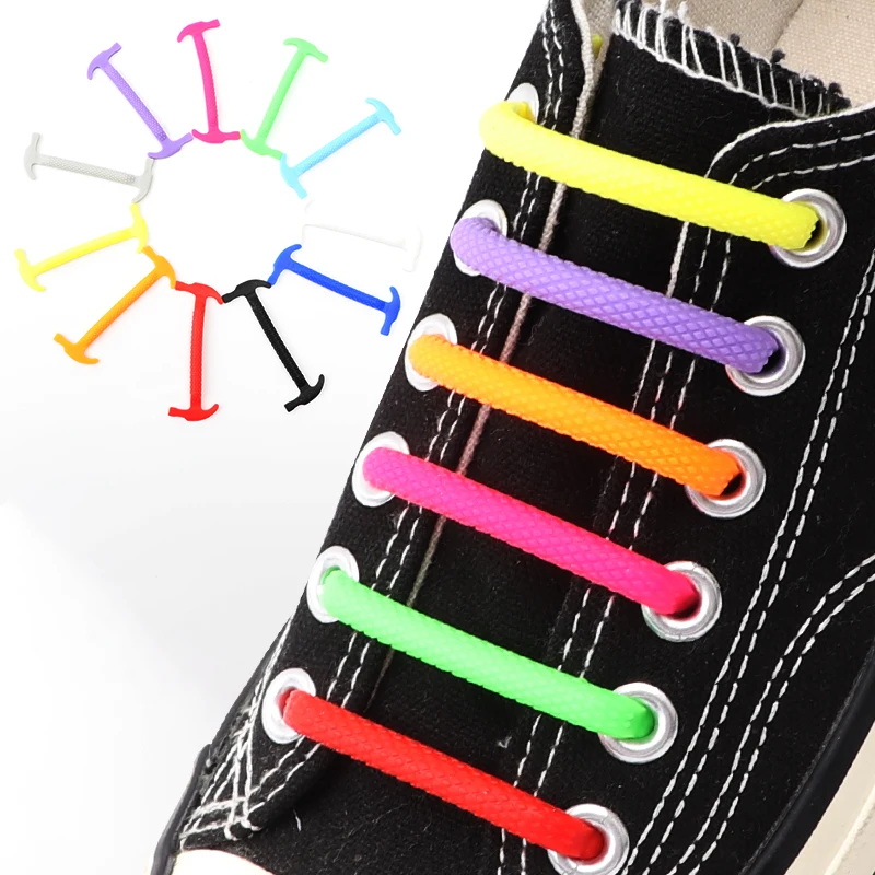 16 Pcs Silicone Semicircle Shoelaces Without Ties Elastic Laces Sneakers Men Women Colorful Casual Shoes Laces Lazy Accessories