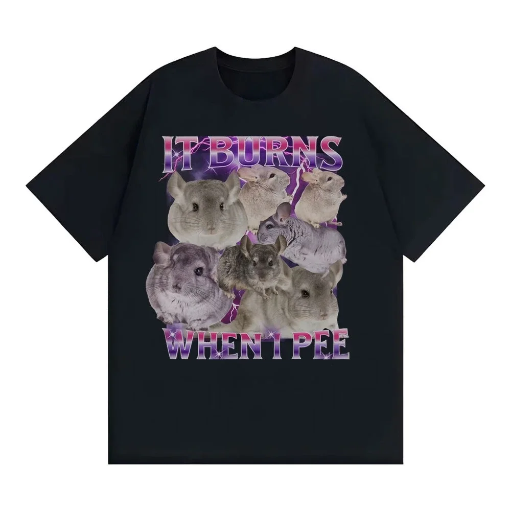 Ça brûle quand je fais pipi t-shirts graphiques drôle mignon qui va dur Chinchilla T-shirt femmes mode Vintage à manches courtes T-shirt Y2K