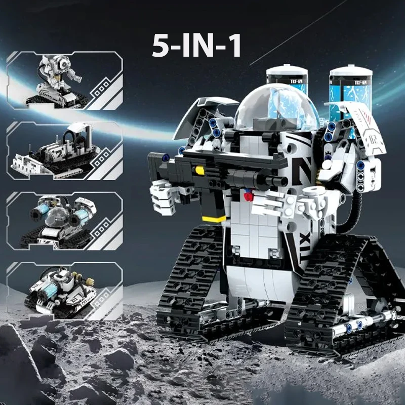 5 in 1 APP RC Programmable Game Robot Tank Model Kids Electric Educational Building Blocks Toy Christmas gift