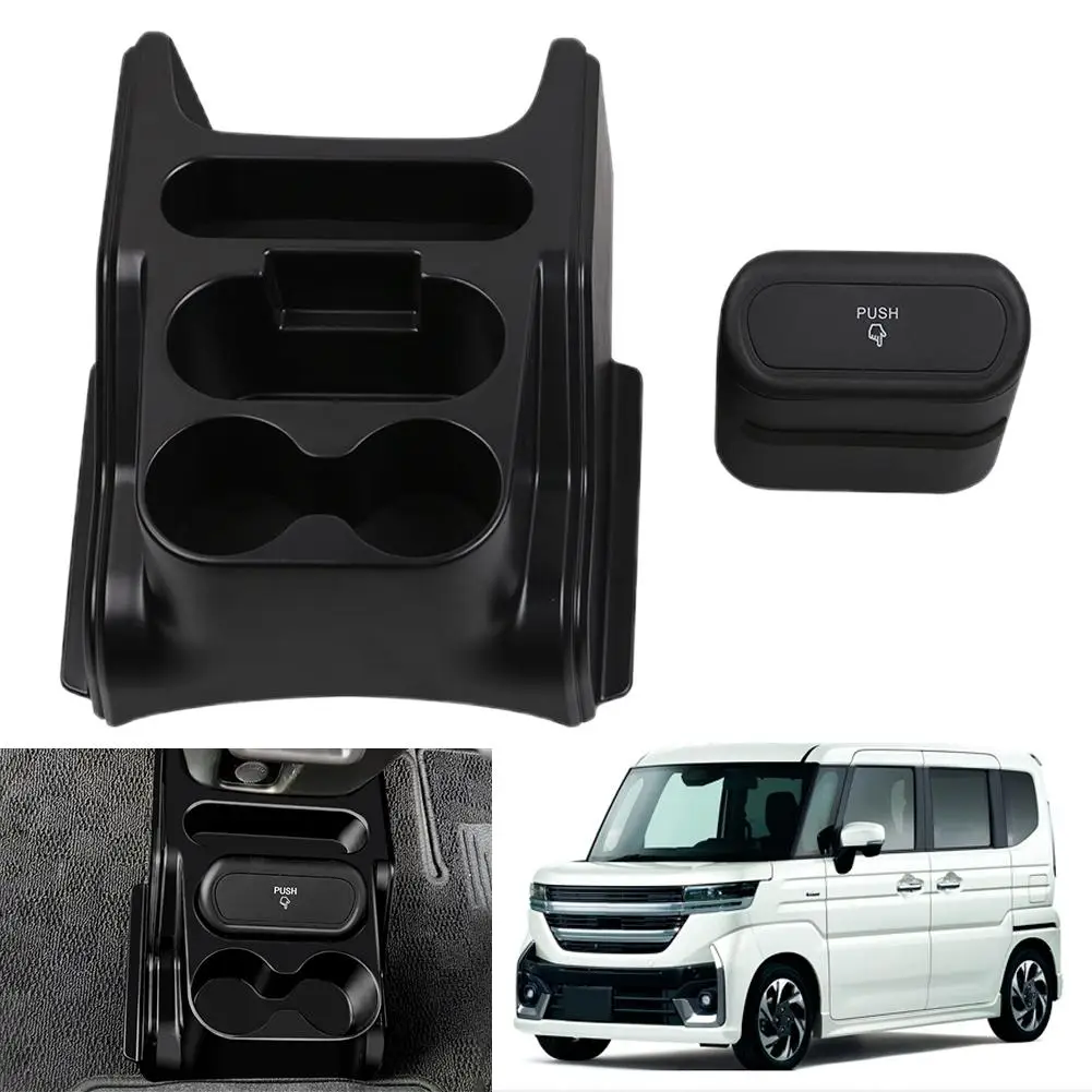 

Car Central Control Storage Box With Water Cup Holder Tray Black Interior Accessories For Suzuki Spacia/Spacia K0I1
