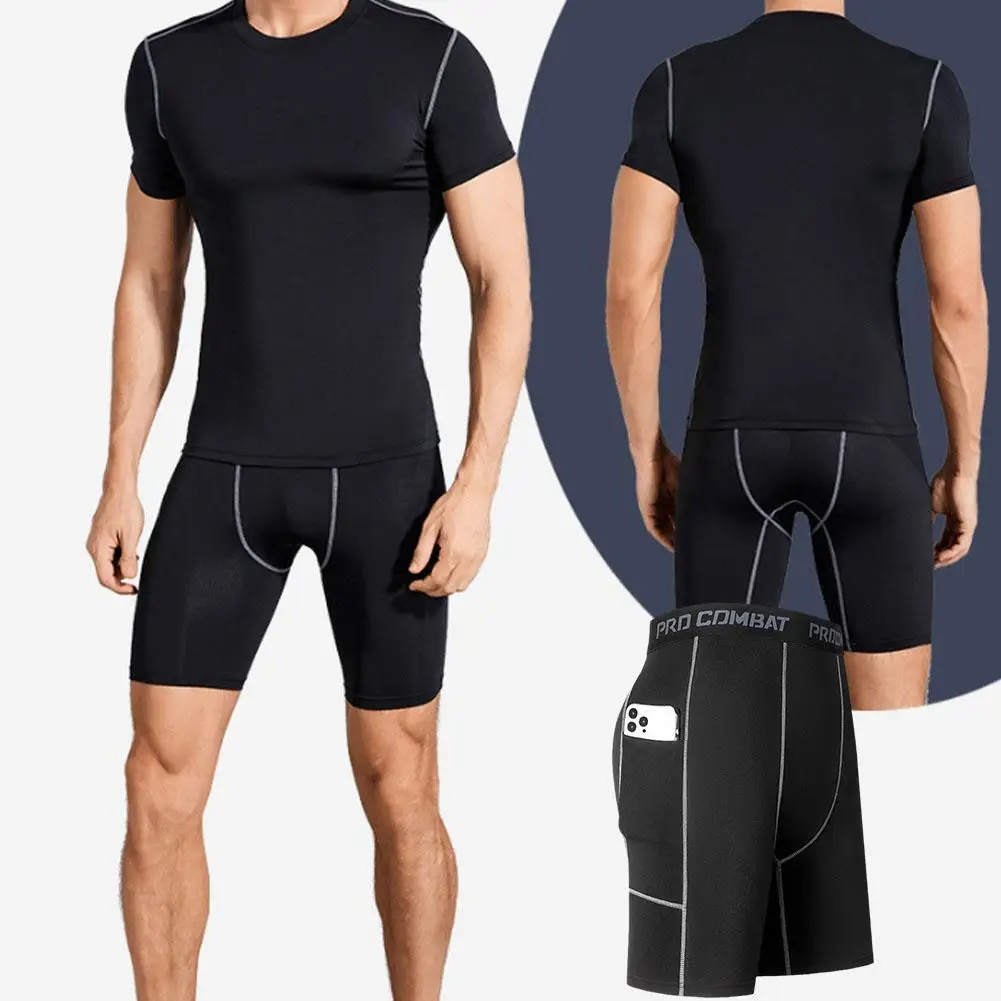 Men Sports Gym Compression Under Base Layer Shorts Drying Skinny Fitness Riding Half Mens Skinny Athletic Short Tights Quic K7W1