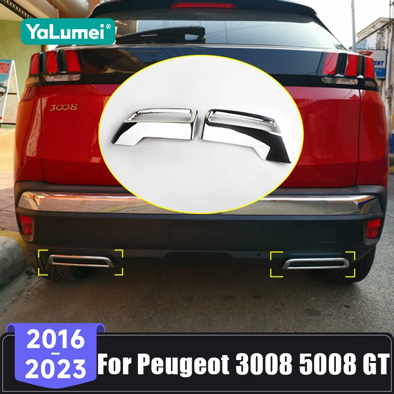 Für Peugeot 3008 5008 GT Allure 2016 2017 2018 2019 2020 2021 2022 2023 Auto-Heckauspuff-Schalldämpfer Endrohr-Schutzabdeckung