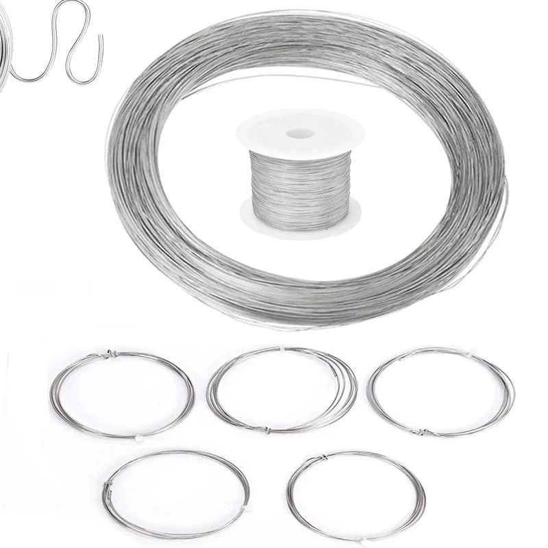 1-100M 304 Stainlesss Steel Spring Wire Hard/Soft Single Strand 0.02-3mm Anti-Rust Craft Wire for Lashing DIY