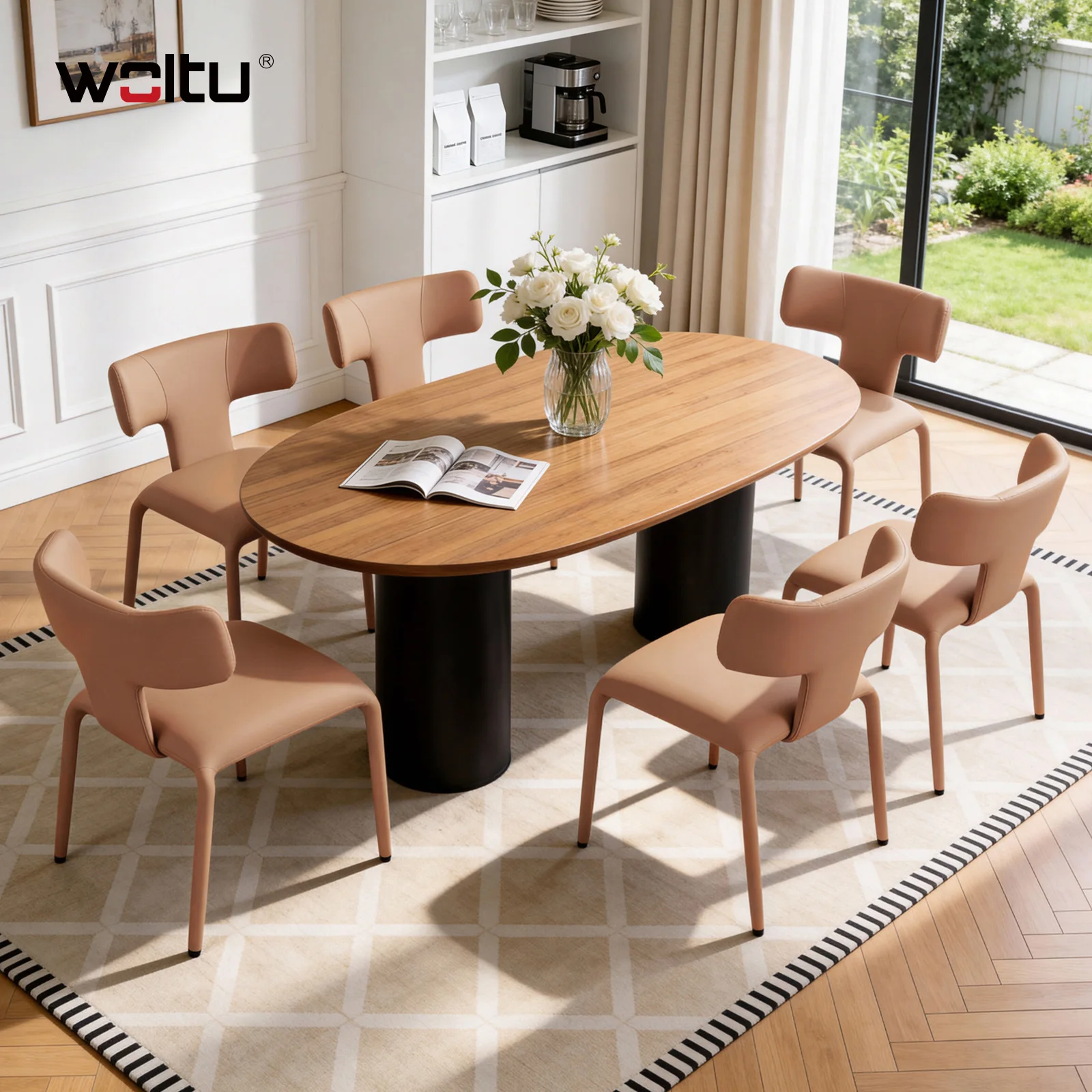 WOLTU 2 Stück/Set ergonomische Esszimmerstühle, Kunstleder/Leinen, Küchenstühle, Metallrahmen, Rückenlehne für Wohnzimmer, Schlafzimmer, Restaurant – Detail 33