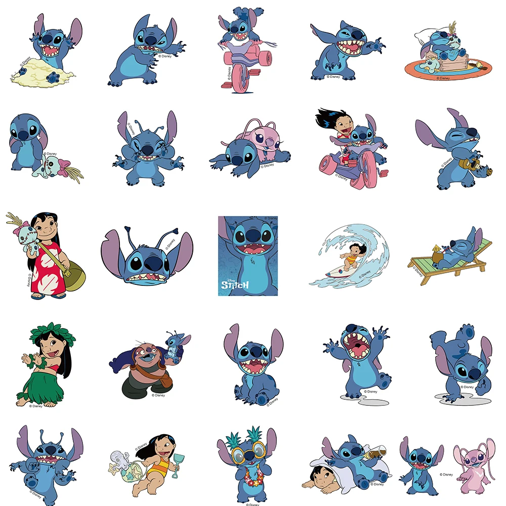 10/30/50pcs Drôle Disney Anime Lilo & Stitch Autocollants Kawaii Graffiti Autocollants BRICOLAGE Notebook Valise Téléphone Mignon Décoration Autocollant