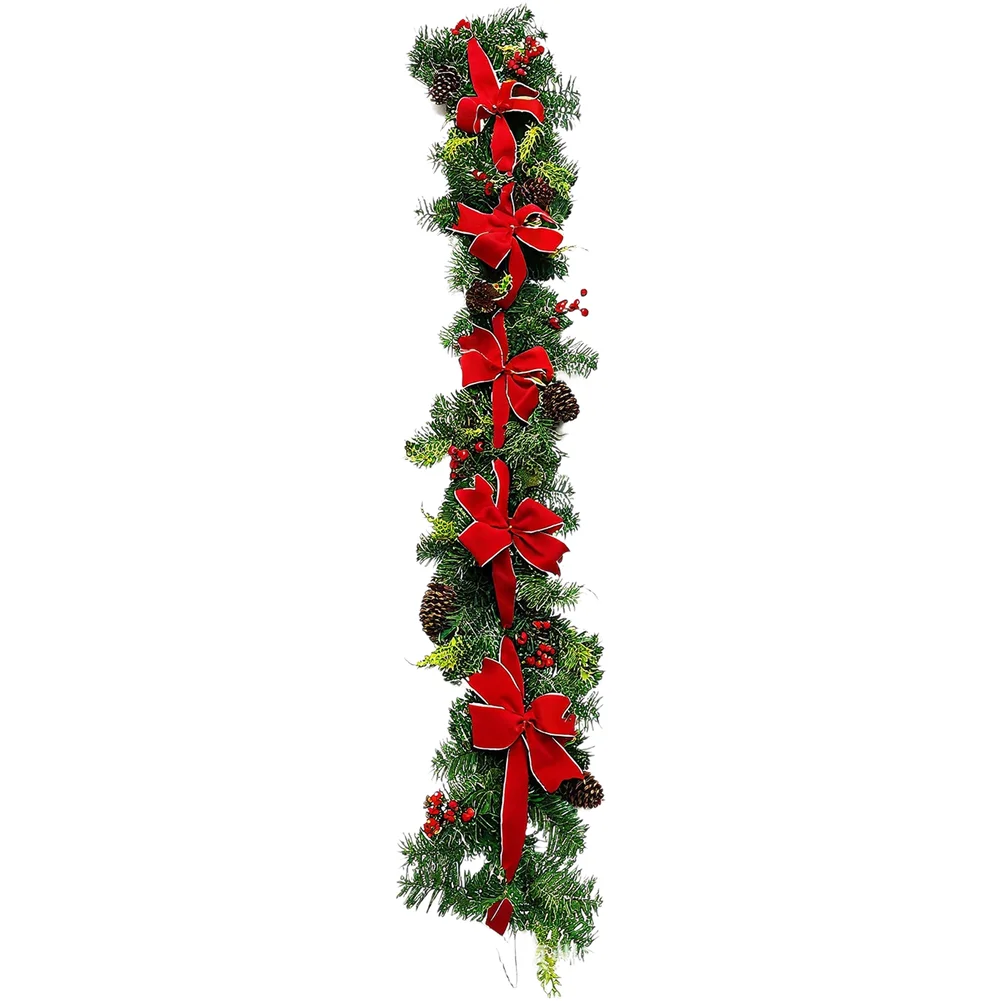 

Flannel Garland Door Hanging Decoration Suitable for Staircase Railing and Table Centerpiece with Plush Ribbon