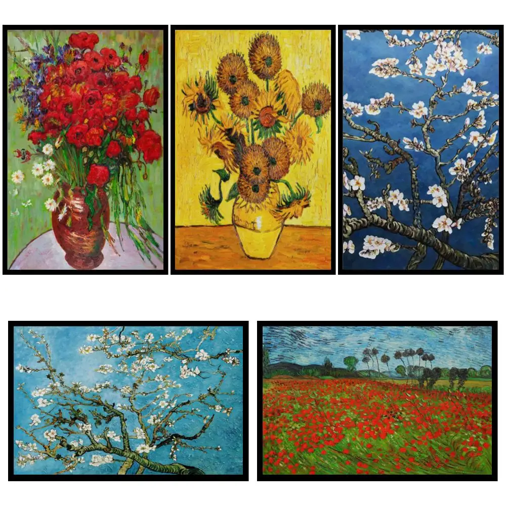 

Large Textured Canvas Artwork Van Gogh Paintings Almond Blossom Hand Painted Flowers Art Modern Living Room Decor High Quality