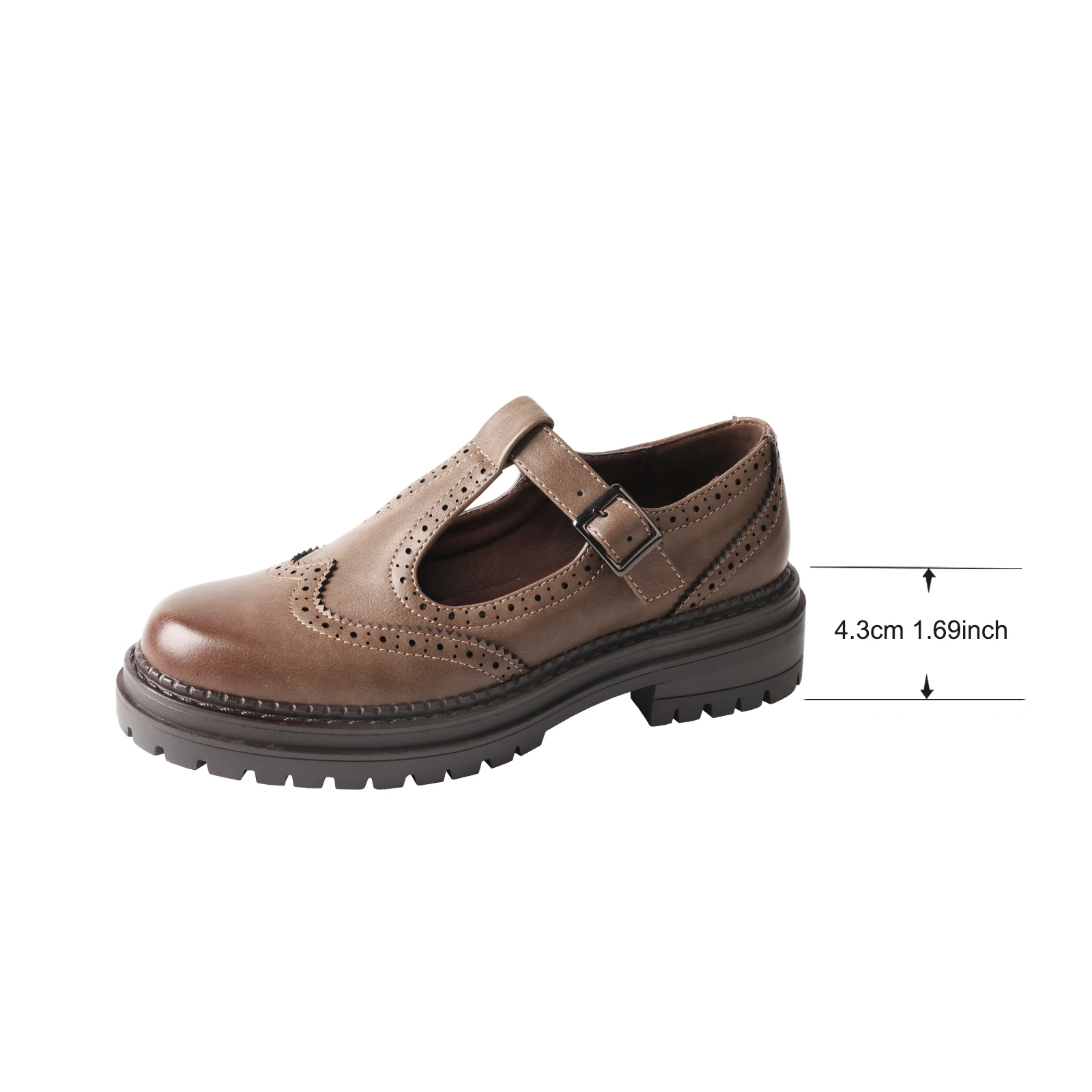 Retro-Brogue-Lederschuhe für Damen mit rundem Kopf und Schnitzereien, Frühlings- und Sommerkollektion, bequemes Design, klassischer Stil – Detail 1
