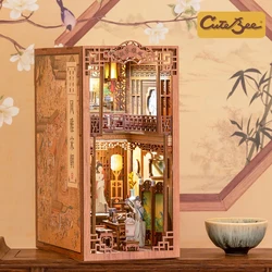 CUTEBEE DIY Book Nook Kit Mini House with Furniture Touch Light Elegant Song Dynasty Chinese Culture 3D Bookend for Adult Gifts