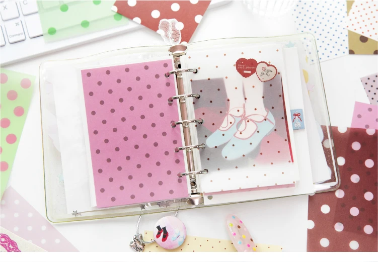 Journal GO 32 Stück Polka Dot Waltz Vintage Dots Dual Material Paper Kreatives DIY Junk Journal Collage Scrapbooking Hintergrund DIY – Detail 16