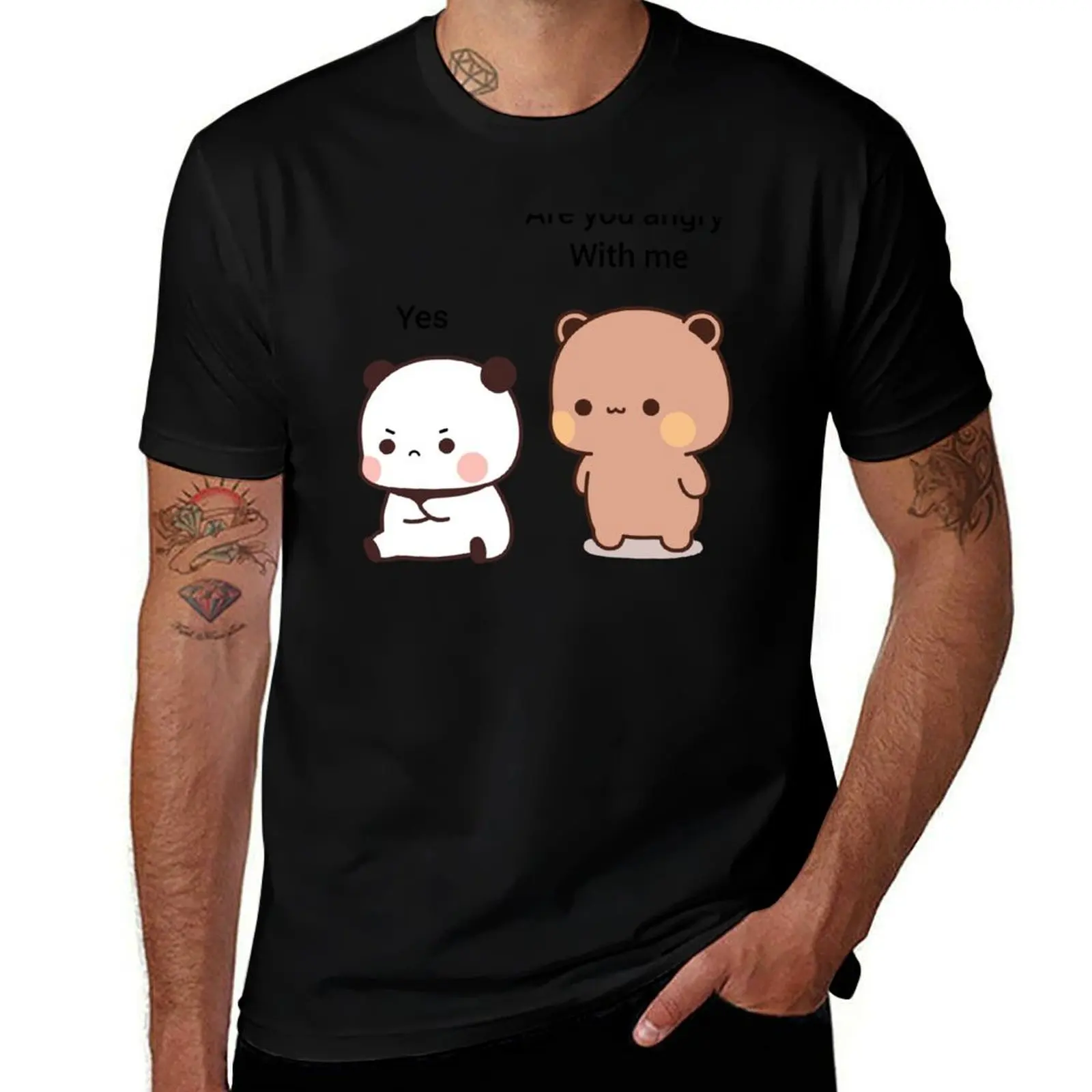 

t g Рубашки DuDu Рубашки с пандой, юмор с злым забавным рисунком BuBu, мужские темные забавные футболки для медведя Почему рубашки для мужчин, хлопковая мужская футболка