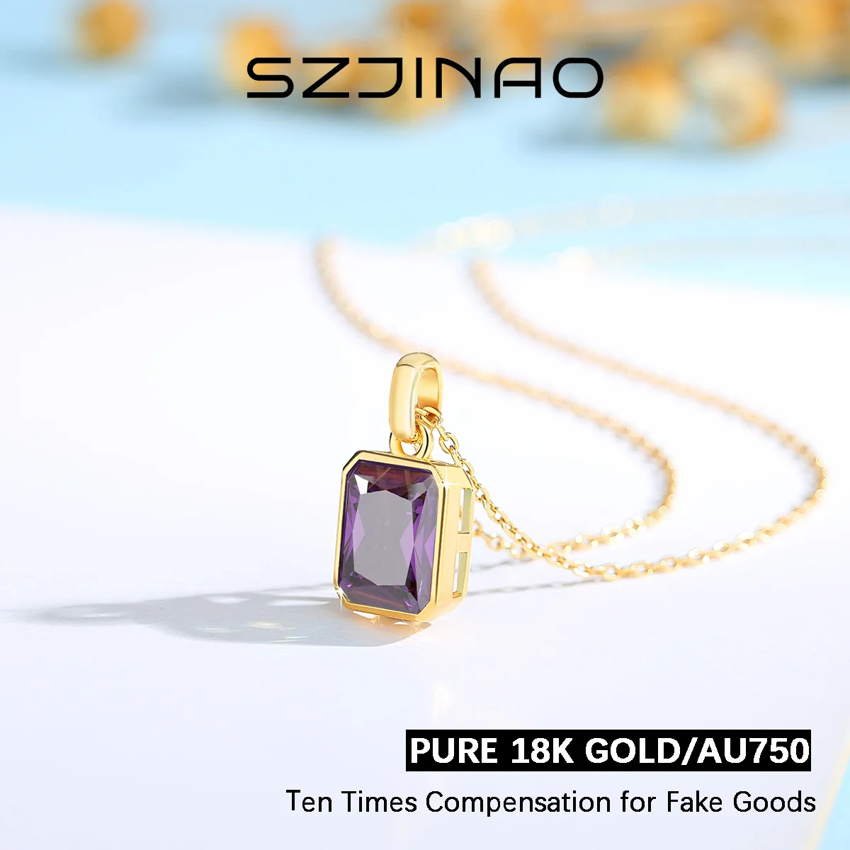 

Colored Gemstone Necklaces Real 18K Gold Pendant with Certificate for Women Anniversary Valentine's Day Gift Trendy Jewelry