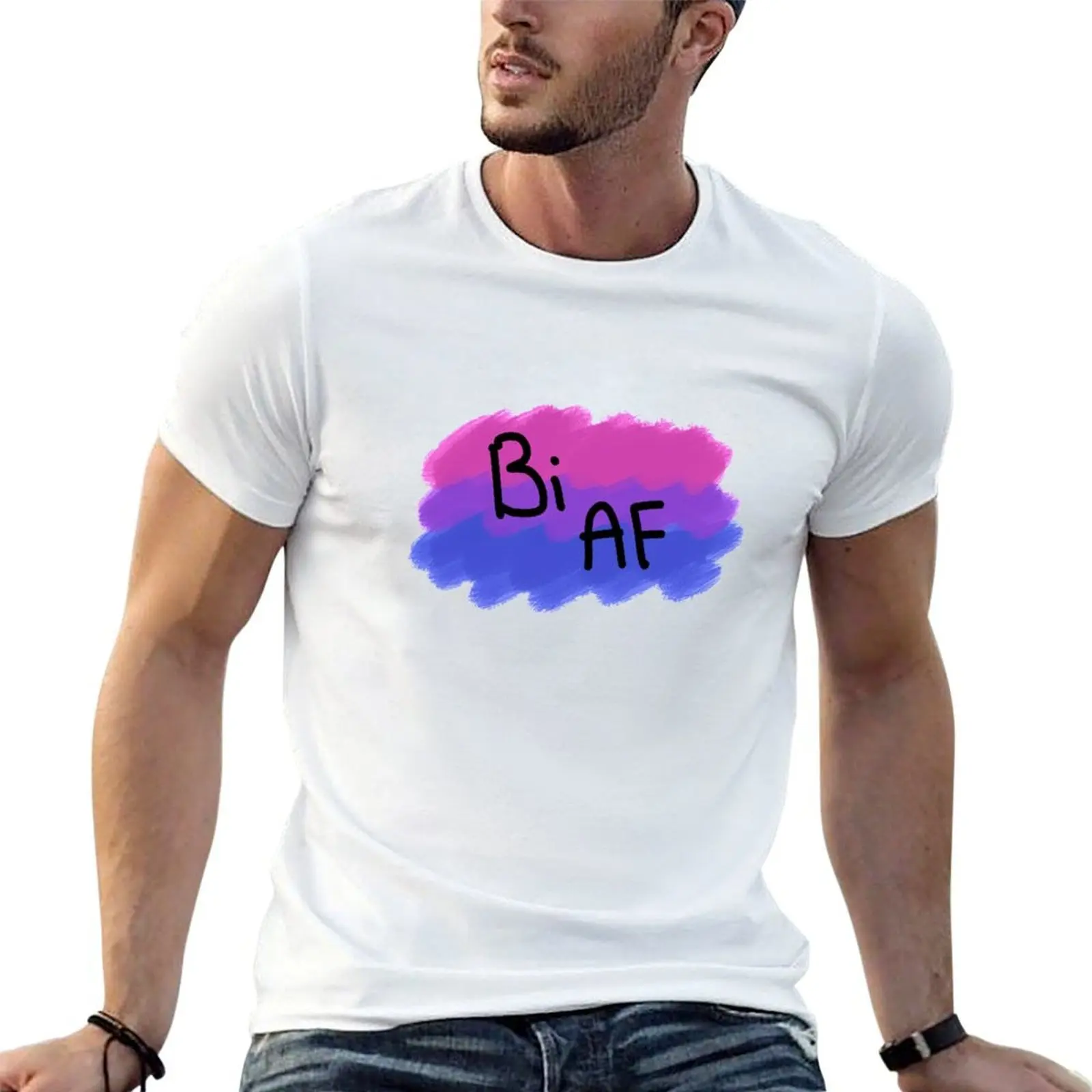 Bi AF Pride Design T-Shirt Daily Casual Short Sleeve Tee Shirt