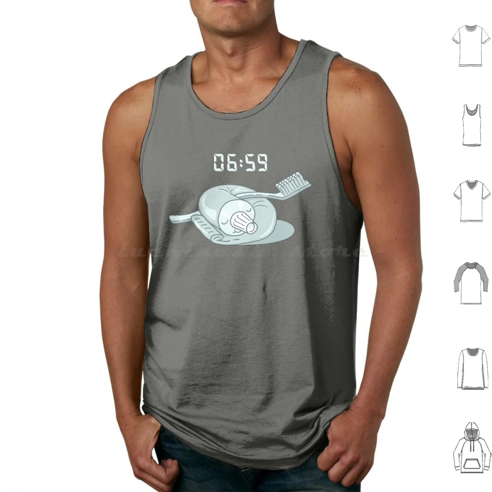 Morning Tank Tops Vest Sleeveless Morning Toothpaste Time Sleep Gotoup Bed Sofa Soft Cozy Alarm