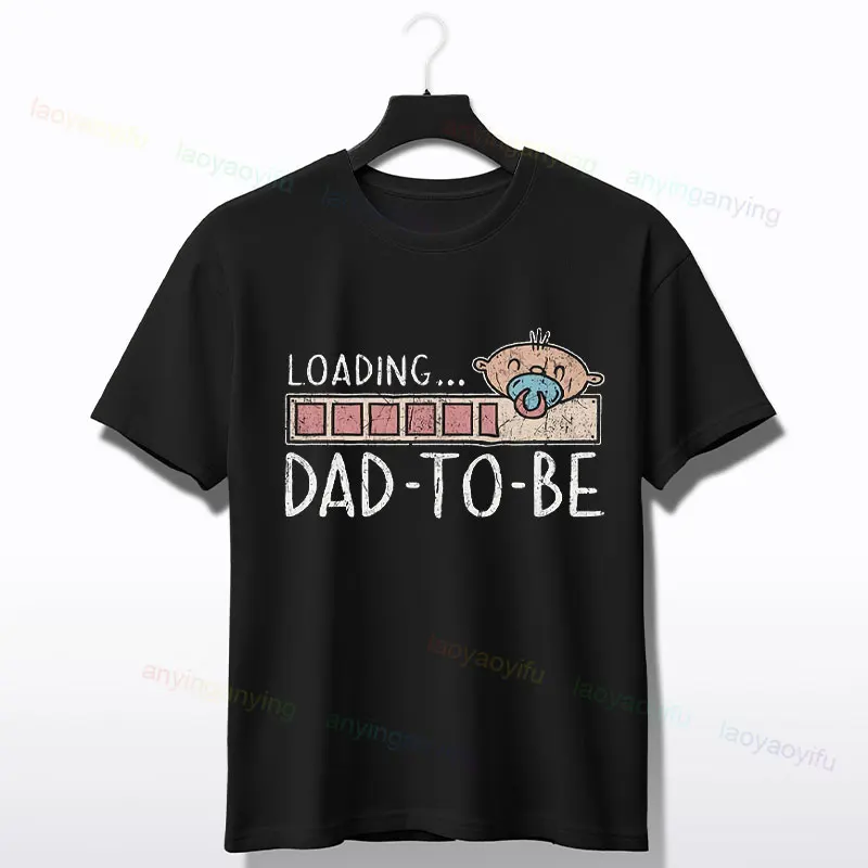 

Футболка с графическим принтом Dad To Be Loading Soon Papa, футболка из чистого хлопка с круглым вырезом идеально подходит для летних видов спорта и на открытом воздухе