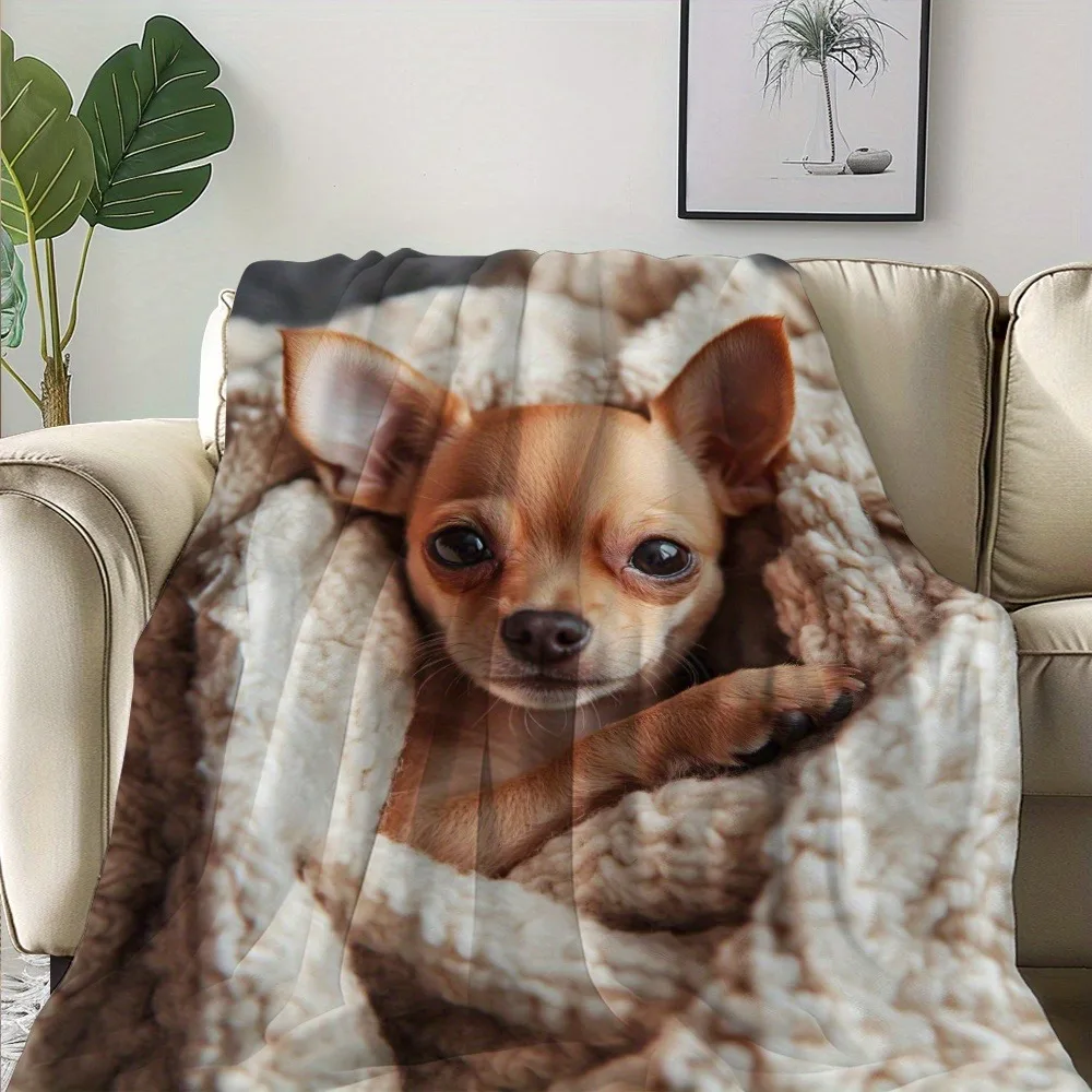 1pc Chihuahua blanket gifts Terrier Dog cute dogs pattern flannel Blankets for girls boys puppy lovers gifts four season use