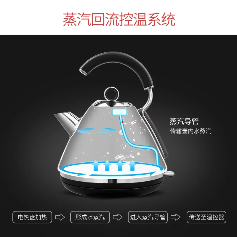 Bollitore elettrico MORPHY RICHARDS 220V con riscaldamento automatico in acciaio inossidabile in stile retrò per ufficio e bollitore per la casa