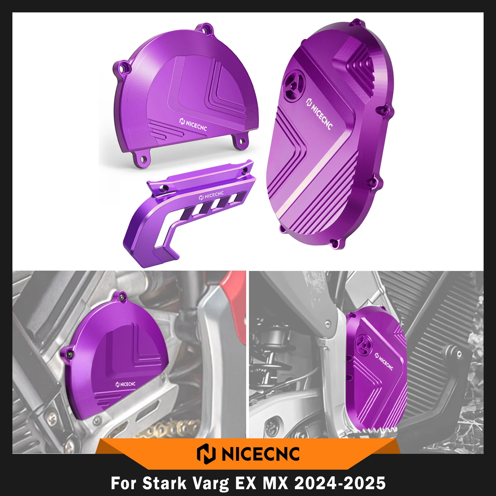 

NICECNC Left Right Motor Cover & Sprocket Cover Chain Guard For Stark Varg EX For Stark Varg MX 2024-2025 Electric Dirt Bike