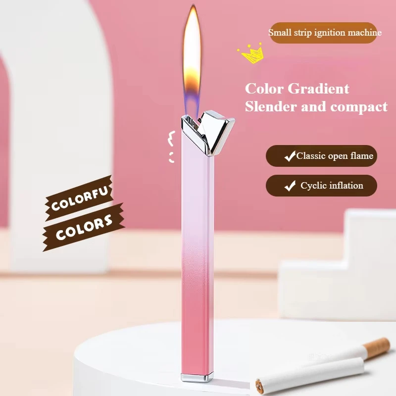 

Портативная металлическая газовая зажигалка, ультратонкая бутановая зажигалка с градиентом цвета, ветрозащитные зажигалки для курения, изысканный и компактный подарок