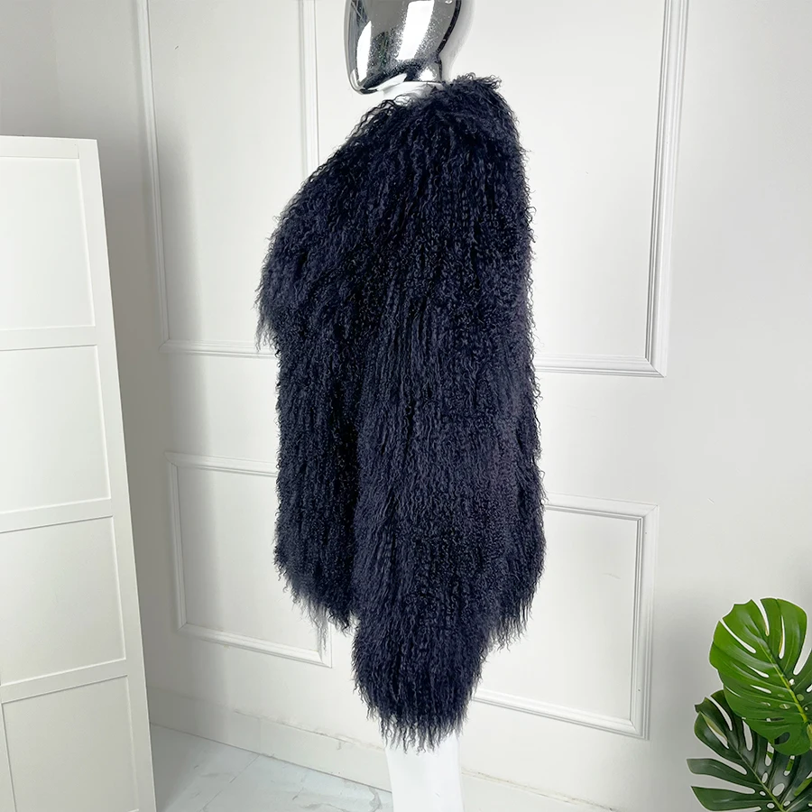 Ladies Sheepskin Coat Winter Short Natural Fur Jacket High Quality Mongolian Lamb Fur Coat Women\'s Clothing Free Shiping