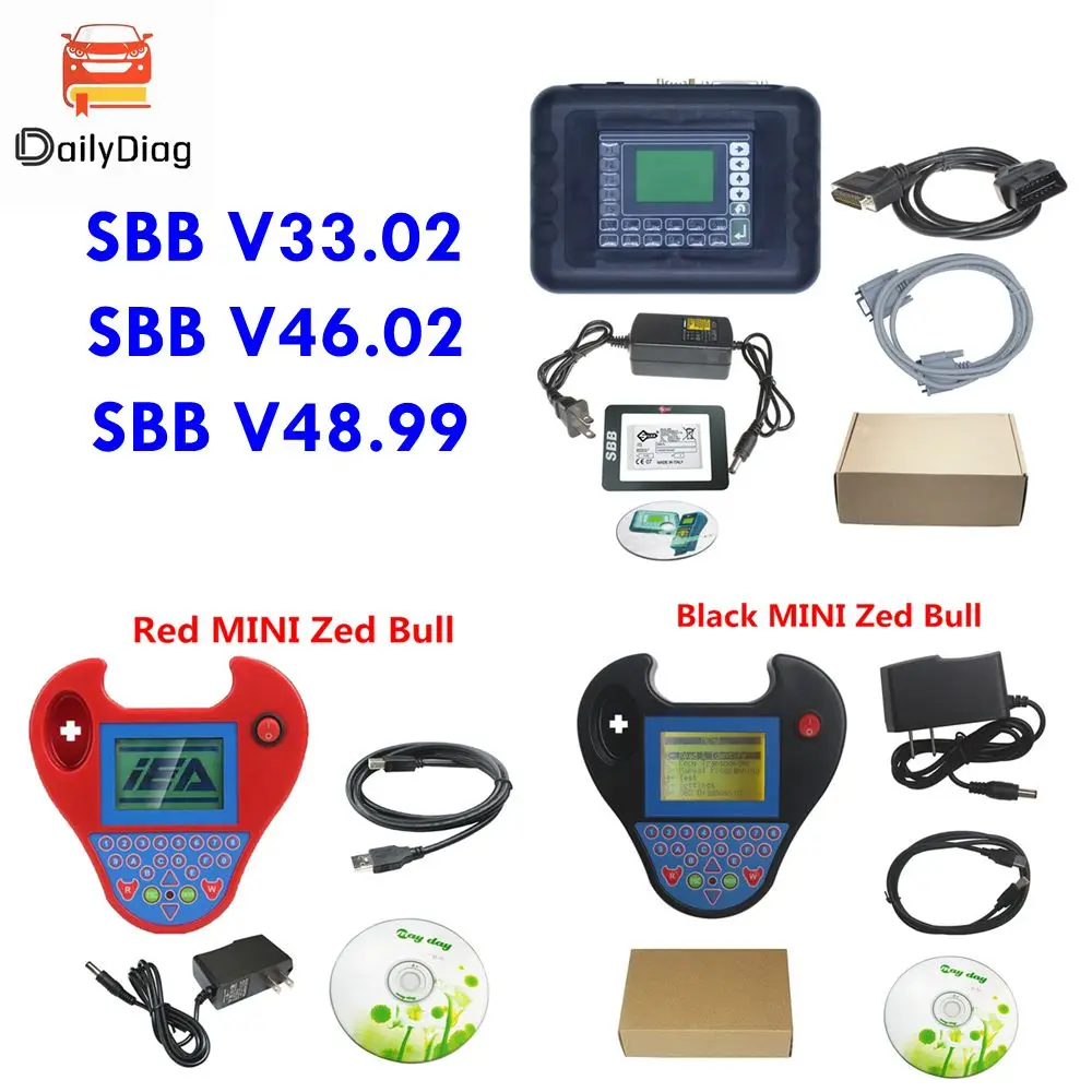 Latest Professional SBB V48.99 V33.02 V46.02 Auto Key programmer Supports Multi-Langauge Zed Bull OBD2 OBDII Car Key Maker