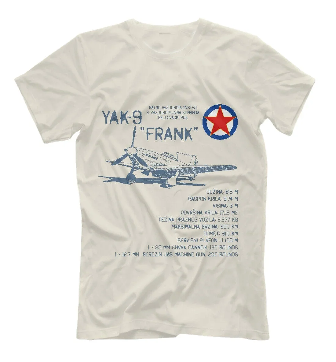 WW II Soviet Yak-9 Fighter Yugoslav Air Force T-Shirt. Summer Cotton Short Sleeve O-Neck Mens T Shirt New S-3XL